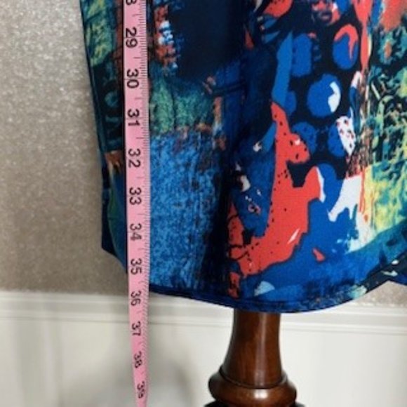 Oleg Cassini- Bloomingdales, multi color dress, size 8. - Picture 3 of 9